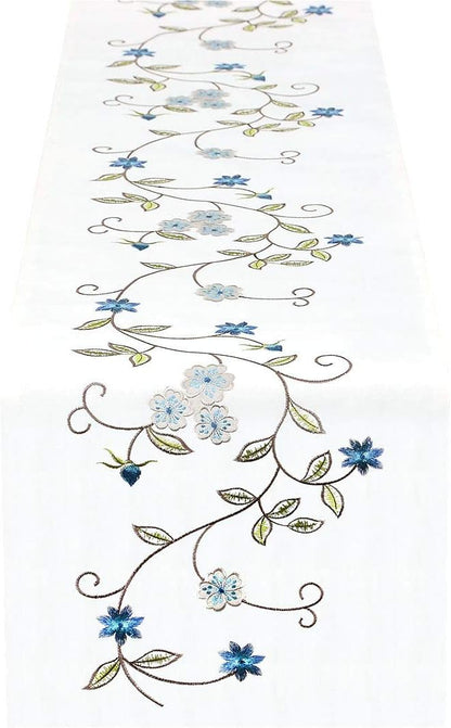 Double Thickness Rustic Embroidered Floral Table Runners - Image 7