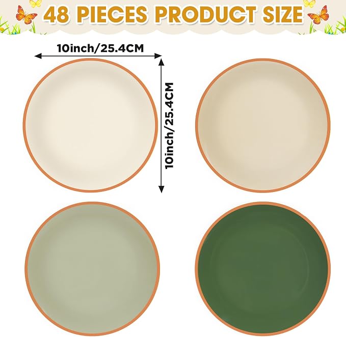 4 Set 10 Inch Sage Green Dinner Plates Melamine Sage Green Dinnerware Set - Image 2