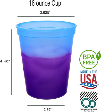 Rolling Sands 16 oz. Reusable Plastic Stadium Cups, 8 Pack, Made in USA - Image 2