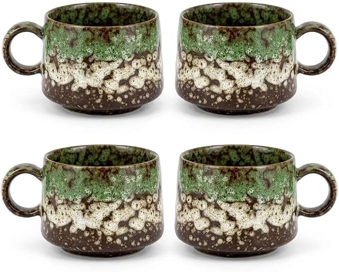 Japanese Tea Cups Set of 4pcs, 7oz Elegant Ceramic Matcha Cups by Unknown