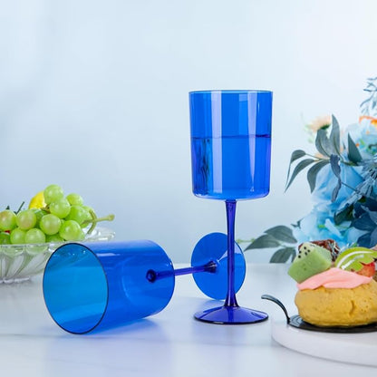 Ciaell 6 Pack Blue Plastic Wine Glasses - Image 6