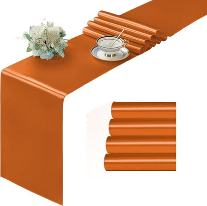 Manyshofu Burnt Orange Satin Table Runner 12x108 by Manyshofu