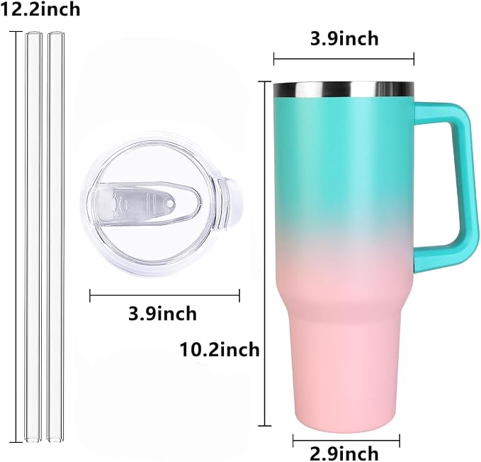 SYACOT 40 oz Tumbler with Handle and Straw Stainless Steel Insulated Tumbler - Image 2
