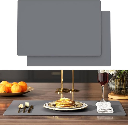 2-Pack Extra Thick Silicone Counter Mats - 24”x16” Large Heat Resistant Kitchen Countertop Protector, Non-Slip Hot Pad Trivet for Air Fryer, Hot Pots & Pans, Coffee Maker(Grey)