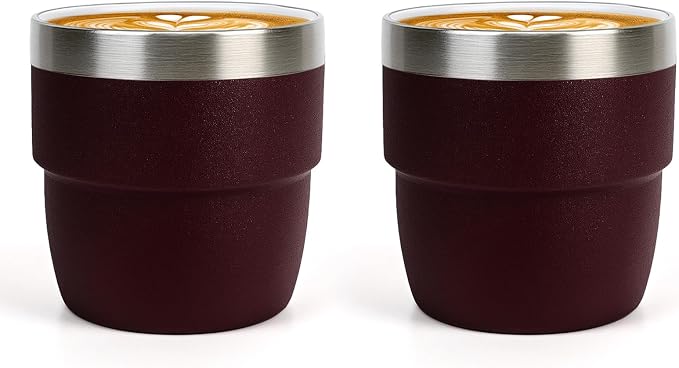 Zenbo 4 oz Espresso/Coffee Cups, Ceramic-Lined Double Wall Vacuum Insulated by Zenbo