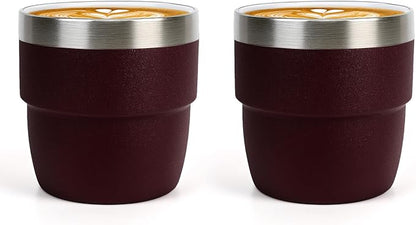 Zenbo 4 oz Espresso/Coffee Cups, Ceramic-Lined Double Wall Vacuum Insulated by Zenbo