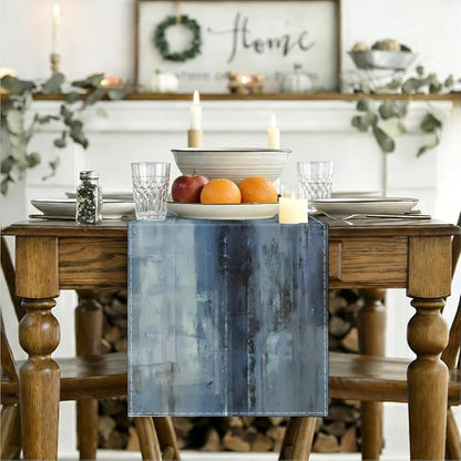 Blue Grey Table Runners Modern Art Farmhouse Linen Table Runners | Dresser - Image 3