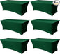 Table Cover for 6 Foot Rectangle Tables-6 Pack Hunter Green Fitted Stretch Tablecloth-Spandex 6ft Christmas Tablecloth for Party, Vendor Booth Display, Banquet Buffet Event, Craft Trade Show