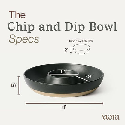 MORA Ceramic Chips and Dip Serving Tray: Large Divided Party Bowl Set - Image 2