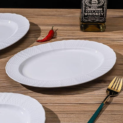 7.8 x 10.5 Inch Oval Porcelain Dessert Plates Set of 4, Small Dinner Plates - Image 5