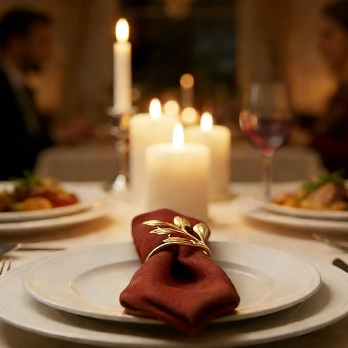 Leaf Napkin Rings Set of 100 Metal Napkin Rings Bulk Table Napkin Ring Suitable - Image 7