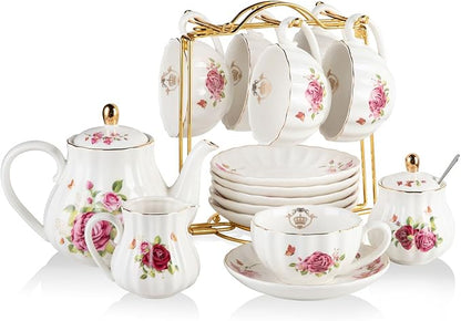 Porcelain Tea Sets British Royal Series, 8 OZ Cups & Saucer Service by Sweejarco1949