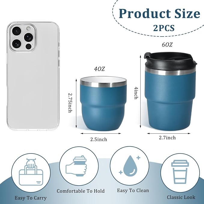 CHLJAR Espresso Cups, 6oz Insulated Espresso Cup Set of 2, Espresso Shot Cups - Image 2