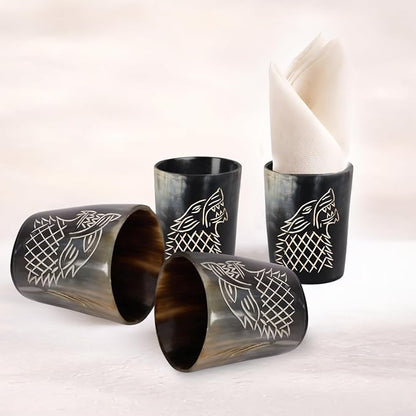 Handicrafts Home Viking Horn Shot Glasses Set of 8, Handmade Natural Ox Horn - Image 3