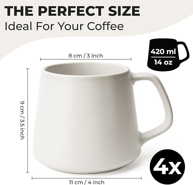 MIAMIO - Coffee Mugs Set of 4, Large - Luxe | Large Ceramic Coffee Mugs - Image 2