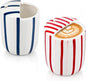 2 Pcs Ceramic Mug with Sip Hole 10 oz Deep Blue Red Striped Ceramic Coffee Mug by Ferrochef