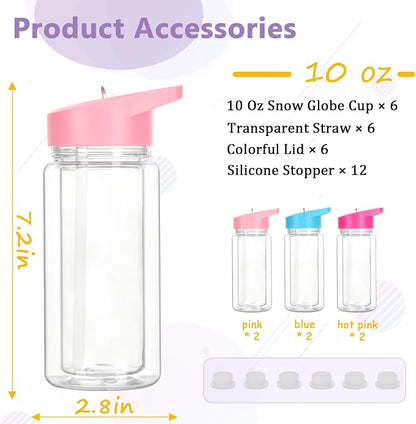 6 Pack 10 Oz Plastic Snow Globe Tumbler - Image 6