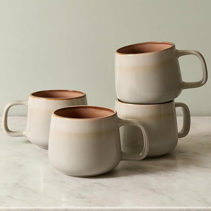 Ava Nord Small Stoneware Ceramic Coffee Mugs Set of 4 | 6 oz | Sage Ash | by AvaNord