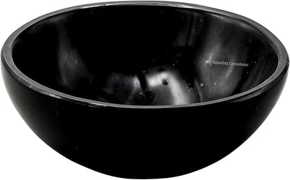 Black Tourmaline Crystal Bowl - 3 Inch Decorative Bowls for Room and Home Decor - Gemstone Healing Crystals for Elegant Display, Positive Energy Balance and Gift