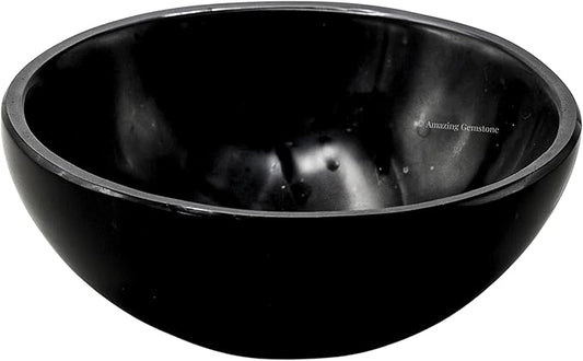 Black Tourmaline Crystal Bowl - 3 Inch Decorative Bowls for Room and Home Decor - Gemstone Healing Crystals for Elegant Display, Positive Energy Balance and Gift