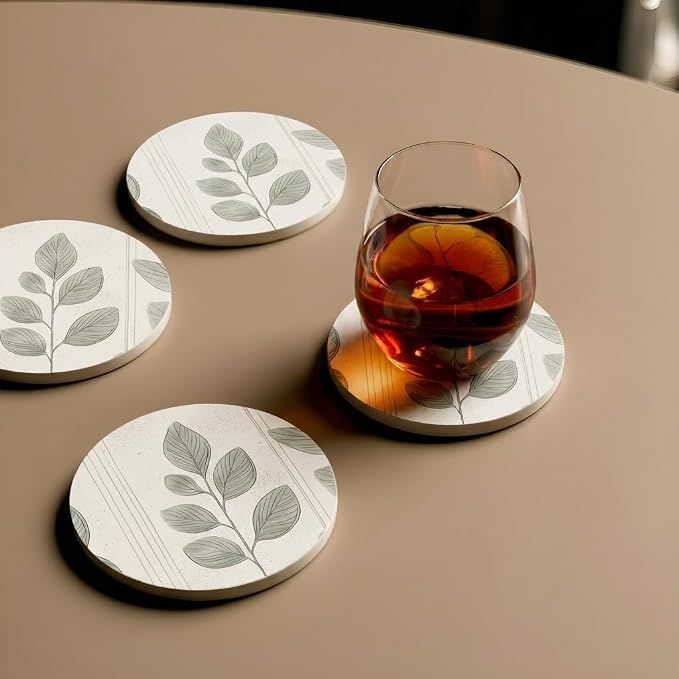 VEYRO Ceramic Coasters Set of 6 or 4 – Absorbent Stone Drink Coasters - Image 4