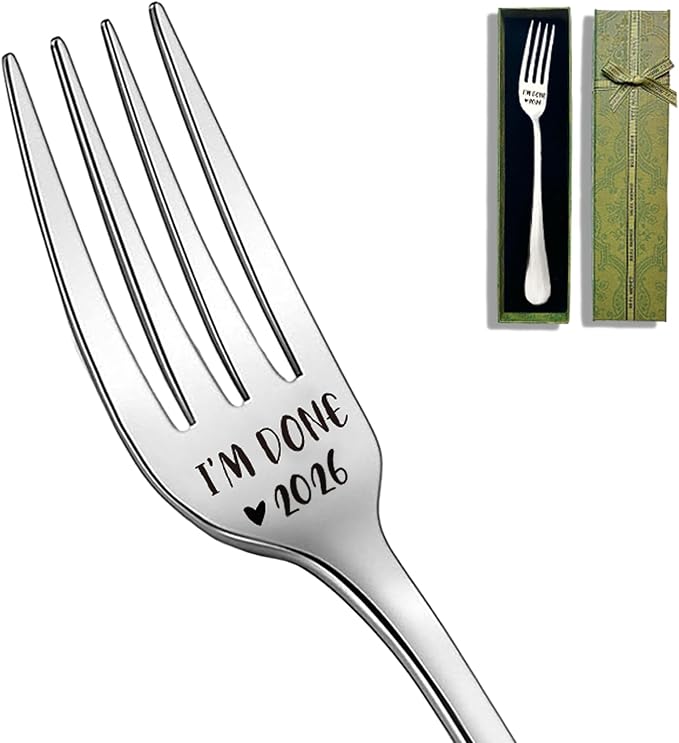 I'm Done 2026 Funny Stainless Steel Fork, Retirement Fork Gifts by Remifala
