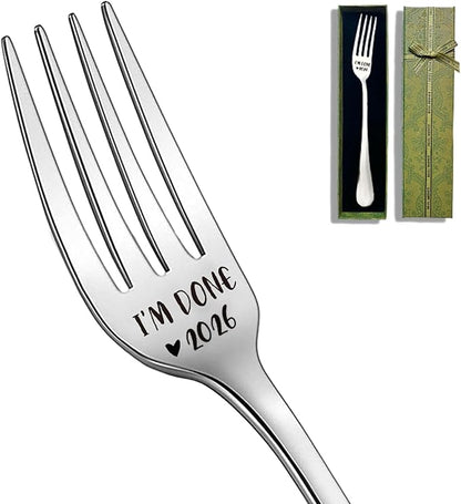 I'm Done 2026 Funny Stainless Steel Fork, Retirement Fork Gifts by Remifala