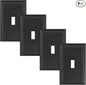 4-Pack Classic Beadboard Classic Beadboard Single Toggle Light Switch Cover Plate, Durable Natural Bamboo Fiber Decorative Switch Plate Covers, Matte Black 1 Gang Wall Plate
