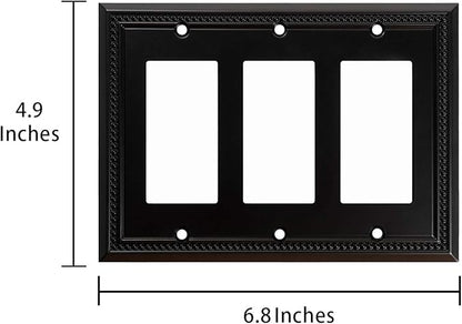 Henne Bery Sunken Pearls Heavy Duty Decorative Wall Plate Switch Plate Outlet Cover (Triple Decorator, Matte Black)