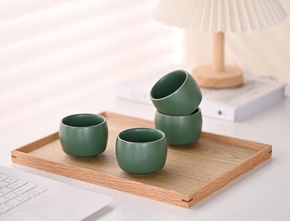 Rural Style Small Ceramic Espresso Cups Set of 4 Coffee Mugs 5oz Green | Tea - Image 7