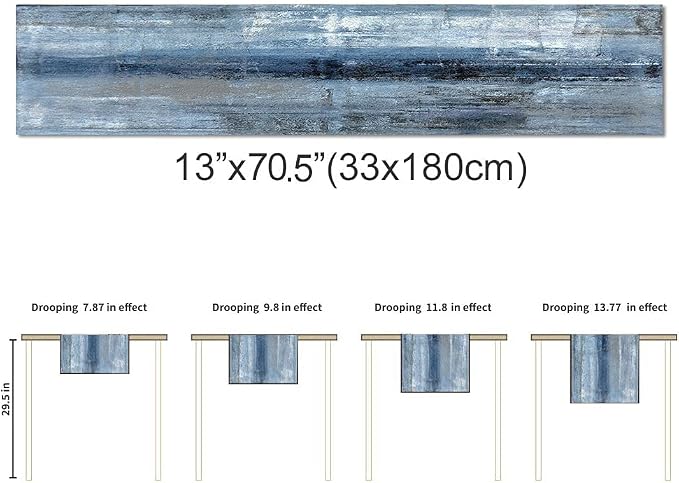 Blue Grey Table Runners Modern Art Farmhouse Linen Table Runners Dresser - Image 7