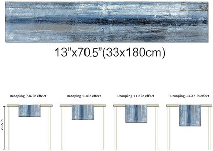 Blue Grey Table Runners Modern Art Farmhouse Linen Table Runners Dresser - Image 7