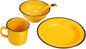 ERINGOGO Dinnerware Yellow Asian Style Rice Soup Bowls Plates Lightweight Tableware for Indoor Outdoor Use Easy to Clean and Portable