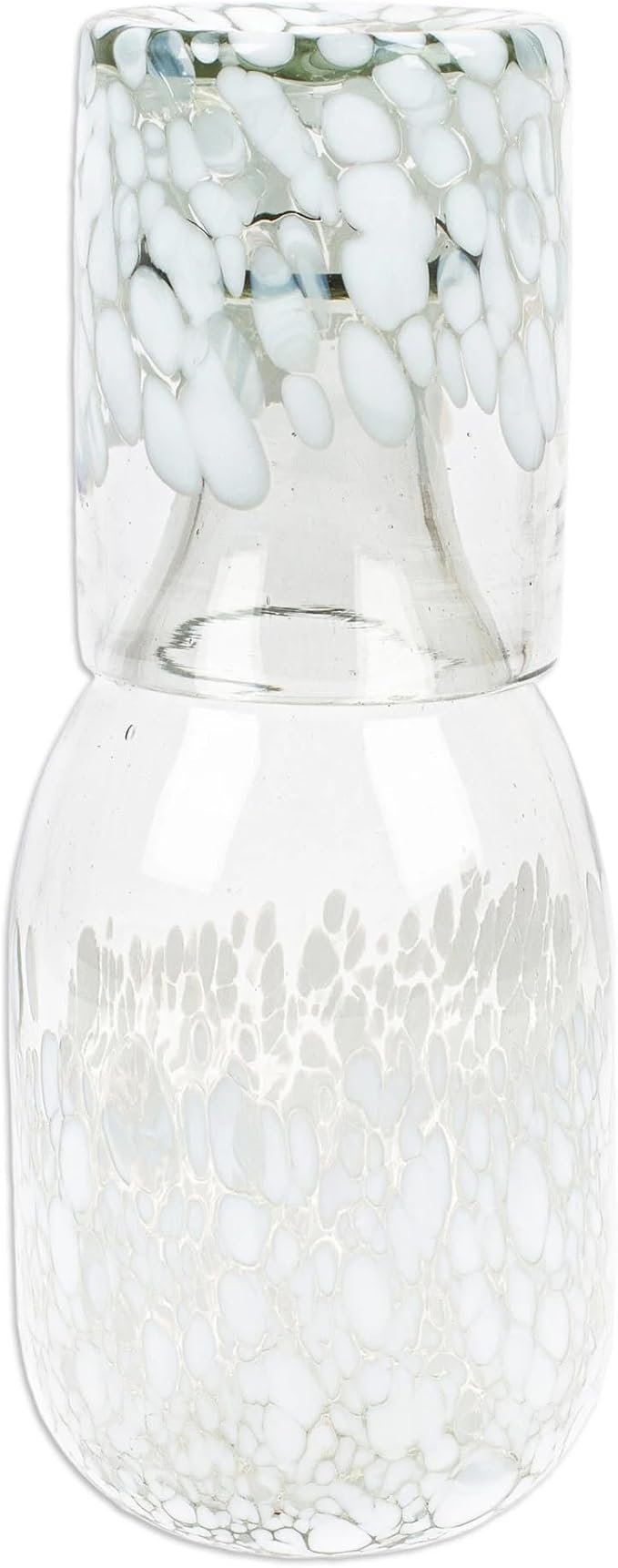 NOVICA Artisan Handblown Recycled Glass Carafe Cup in White Clear Mexico - Image 3