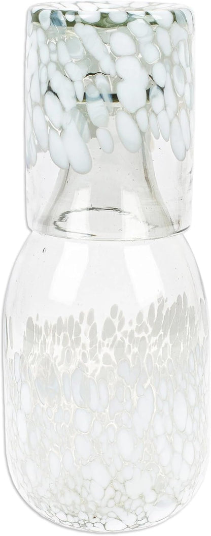 NOVICA Artisan Handblown Recycled Glass Carafe Cup in White Clear Mexico - Image 3