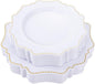 COLOSUS 60pcs Disposable Plastic Plates Set, Gold White Party Plates, 30pcs Dinner Plates and 30pcs Salad/Dessert Plates for Wedding, Party, Anniversary, Daily Use,New Year