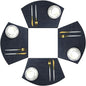 Wedge Placemats for Round Table Woven Vinyl Heat Resistant Washble Easy Clean Table Mats Set of 4（Navy）