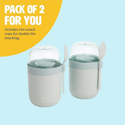 Tasty Travel Snack Cups with Spoons, On-The-Go Snacking, Divided Compartments - Image 4