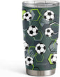 SANDJEST Soccer Tumbler Stainless Steel 20oz, Insulated Travel Coffee Cup by SANDJEST