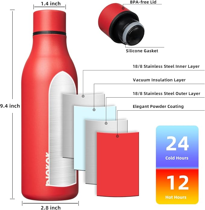 BJPKPK 18oz Insulated Water Bottle, Stainless Steel Bottle - Image 3
