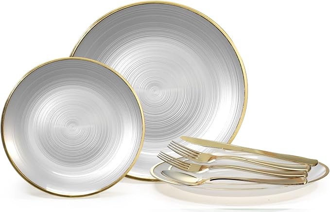 " OCCASIONS " 150 Piece set-Wedding Plastic Plates & cutlery -Disposable by OCCASIONSFINESTPLASTICTABLEWARE