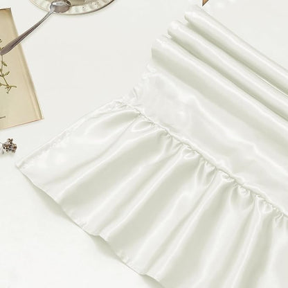 2 Pack White Satin Table Runner 12 x 108 Inch | Ruffle Design, Luxurious Dining - Image 4