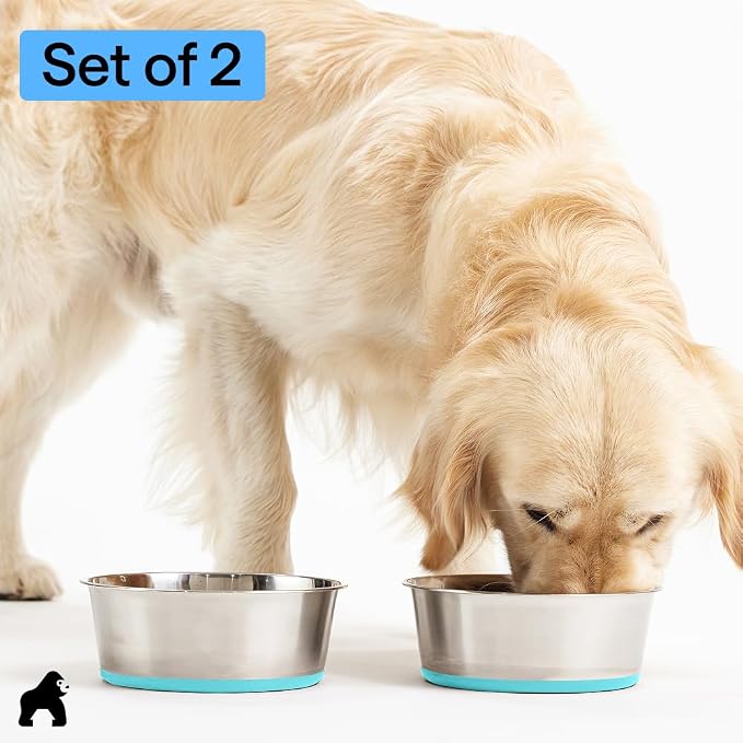 GORILLA GRIP Dog Bowls, Food Grade 304 Stainless Steel Holds 8 Cups Each Food - Image 8