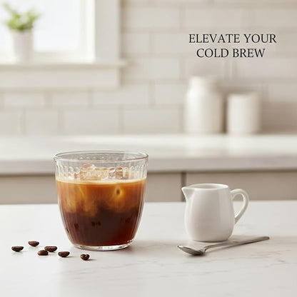 Handleless Glass Mug with Vertical Stripes - Image 2