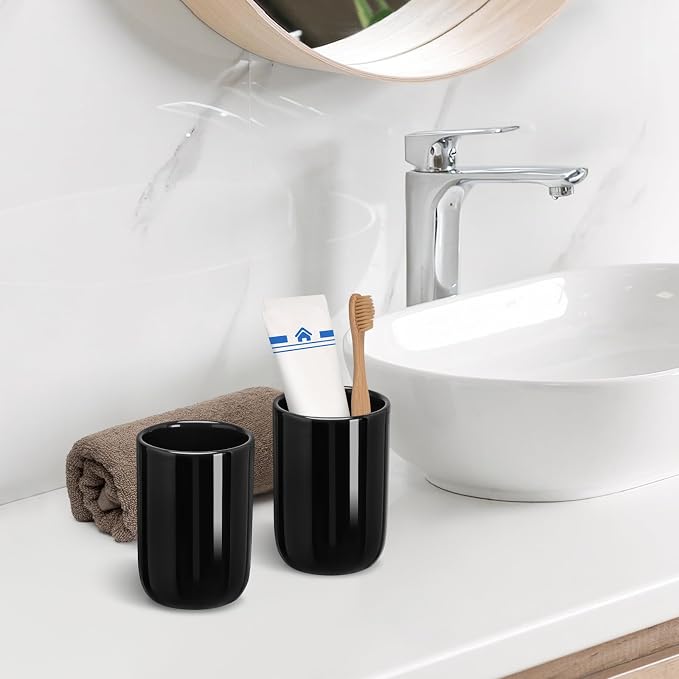 Bathroom Tumbler Cup Ceramic 12.6oz Reusable Toothbrush Cup 375ml, Toothbrush - Image 4