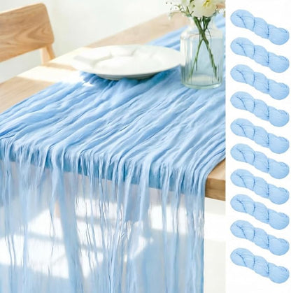 Baby Blue Cheesecloth Table Runner 120 Inches 10 Pack Gauze Table Runner | by LINXTAR