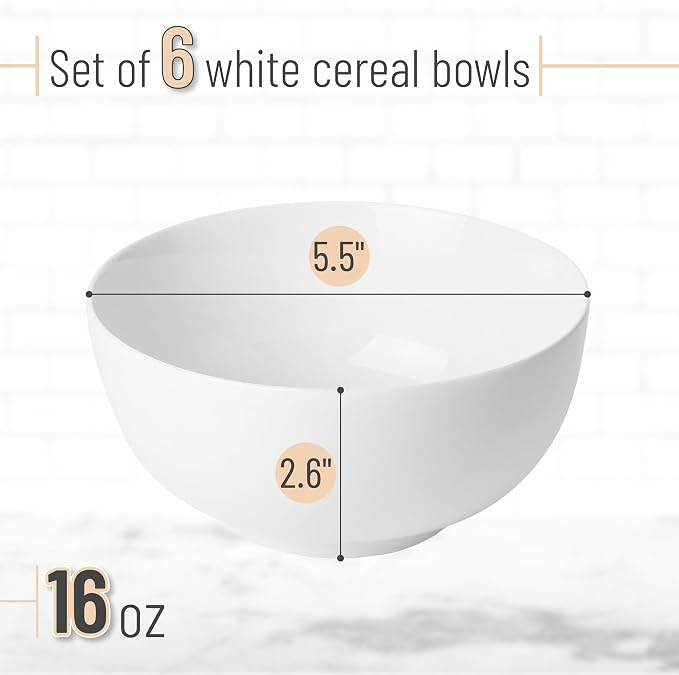 Brew To A Tea BTaT- White Bowls Set of 6, 16 oz - Image 2