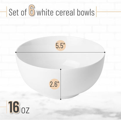 Brew To A Tea BTaT- White Bowls Set of 6, 16 oz - Image 2