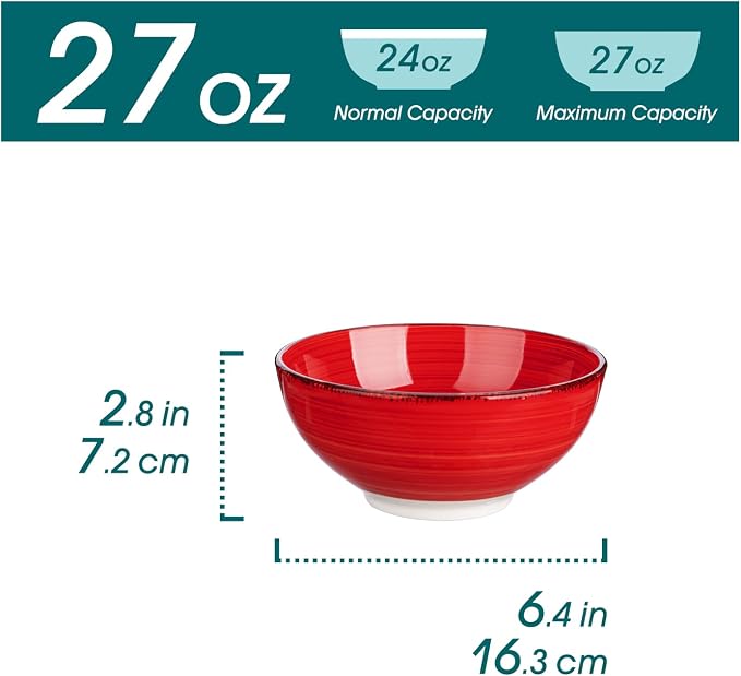 vancasso Bonita Cereal Bowls Set of 6-27 Oz Ceramic Soup Bowls, Microwave & - Image 2