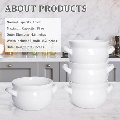 Vumdua Soup Bowls with Handles, 16 Oz Ceramic French Onion Soup Bowls - Image 2